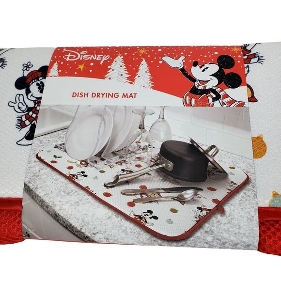 New Disney Dish Drying Mat Polyester 18 x 24" Mickey Minnie Mouse Pluto Goofy - Picture 2 of 5